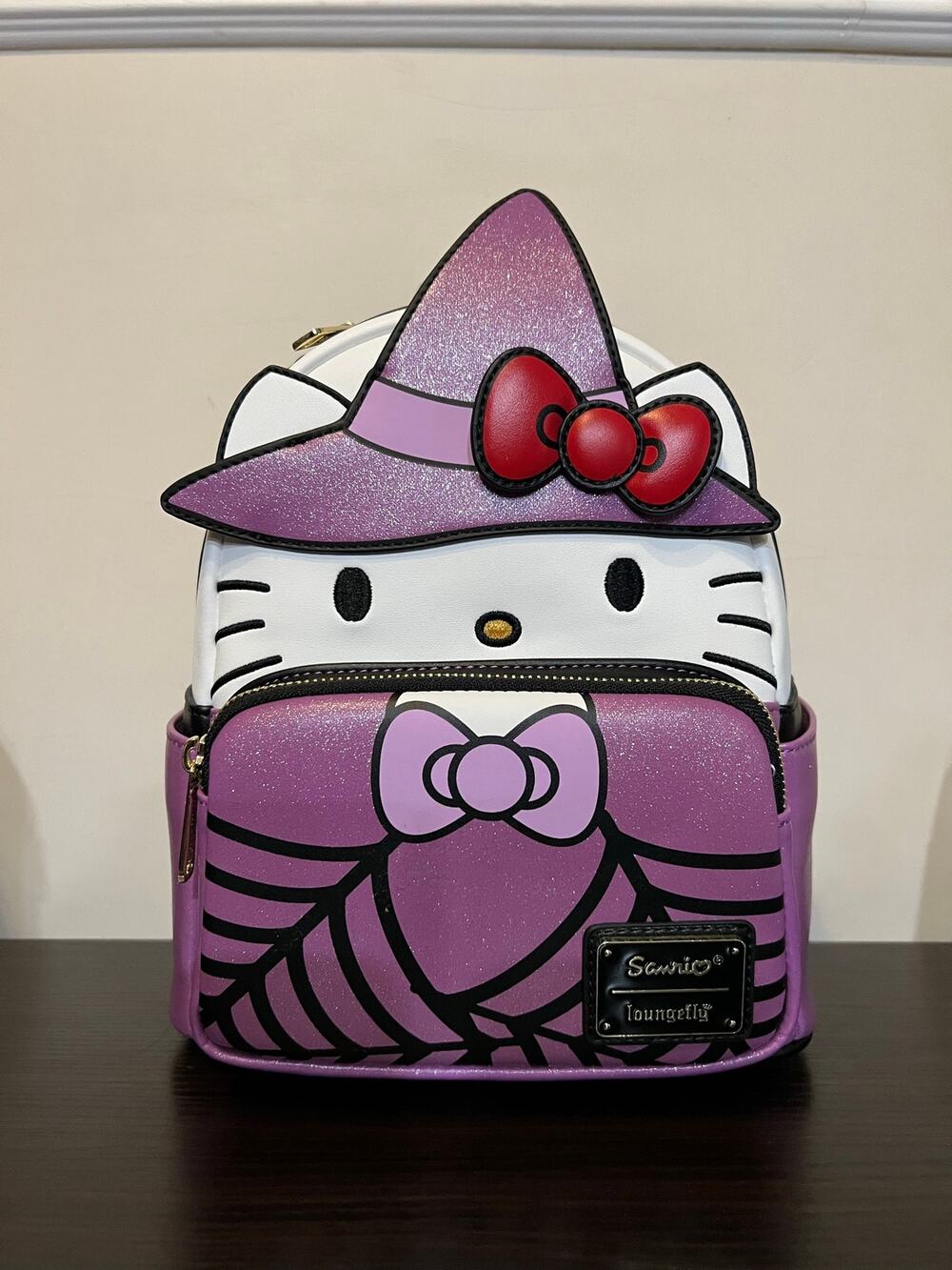 NWT Loungefly Sanrio Purple Sparkly Halloween Hello Kitty Witch Mini Backpack
